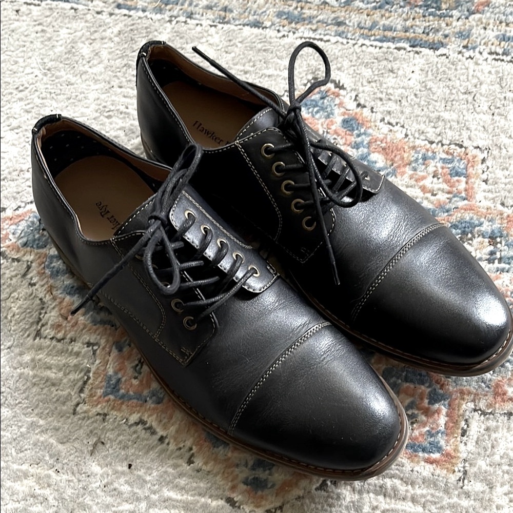 Hawker Rye Black Leather Derby Shoes size 11